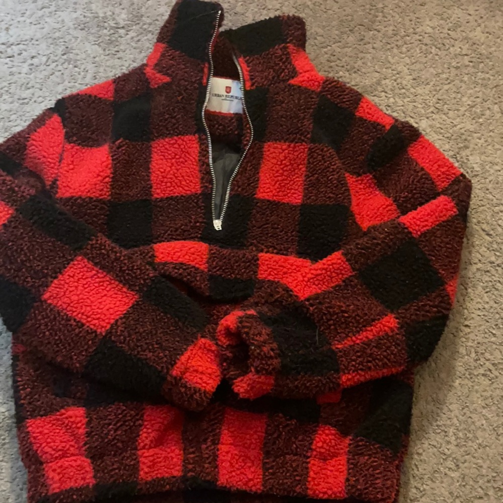 Red & Black Plad Jacket From Urban Republic